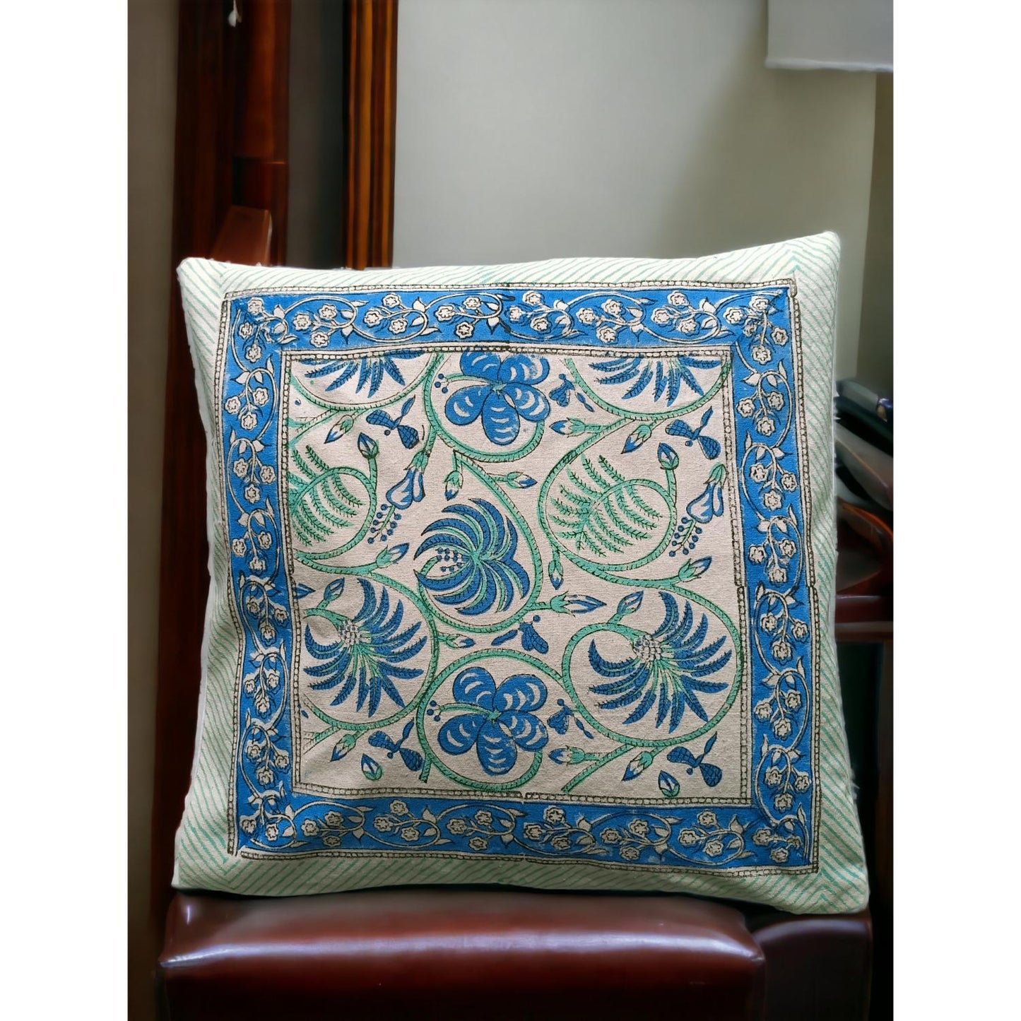 Cotton Cushion Cover Traditional Hand Block Printed Suitable for Bed Room,Living Room,Sofa Car Couch 16x16