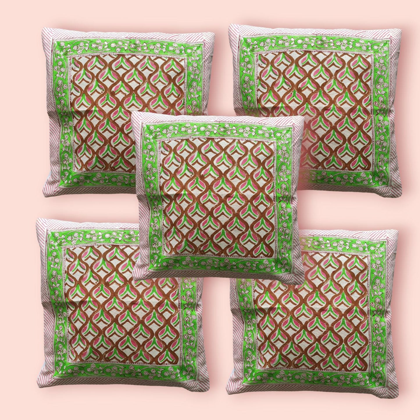 Cotton Cushion Cover Traditional Hand Block Printed Suitable for Bed Room,Living Room,Sofa Car Couch 16x16