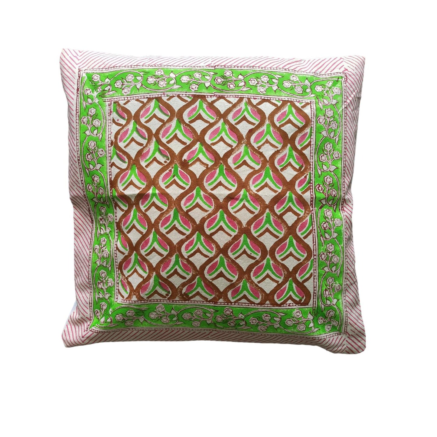 Cotton Cushion Cover Traditional Hand Block Printed Suitable for Bed Room,Living Room,Sofa Car Couch 16x16