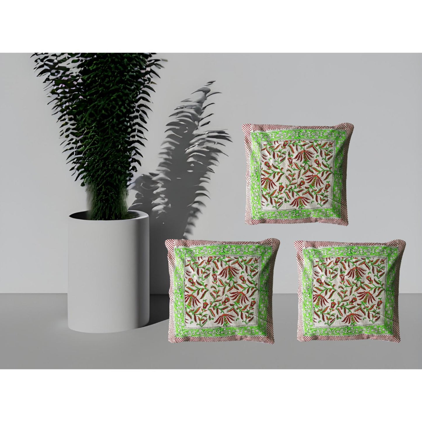Cotton Cushion Cover Traditional Hand Block Printed Suitable for Bed Room,Living Room,Sofa Car Couch 16x16