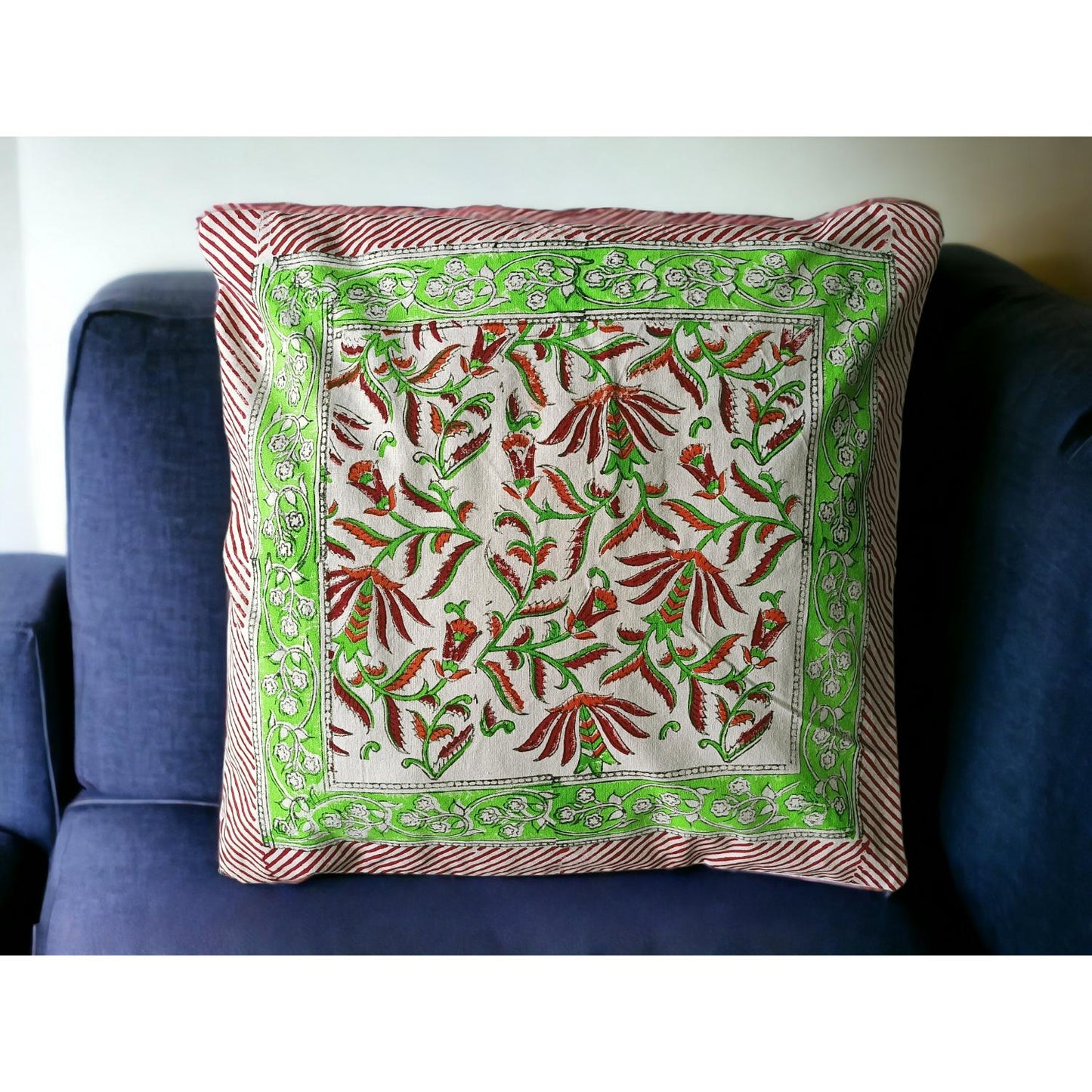Cotton Cushion Cover Traditional Hand Block Printed Suitable for Bed Room,Living Room,Sofa Car Couch 16x16