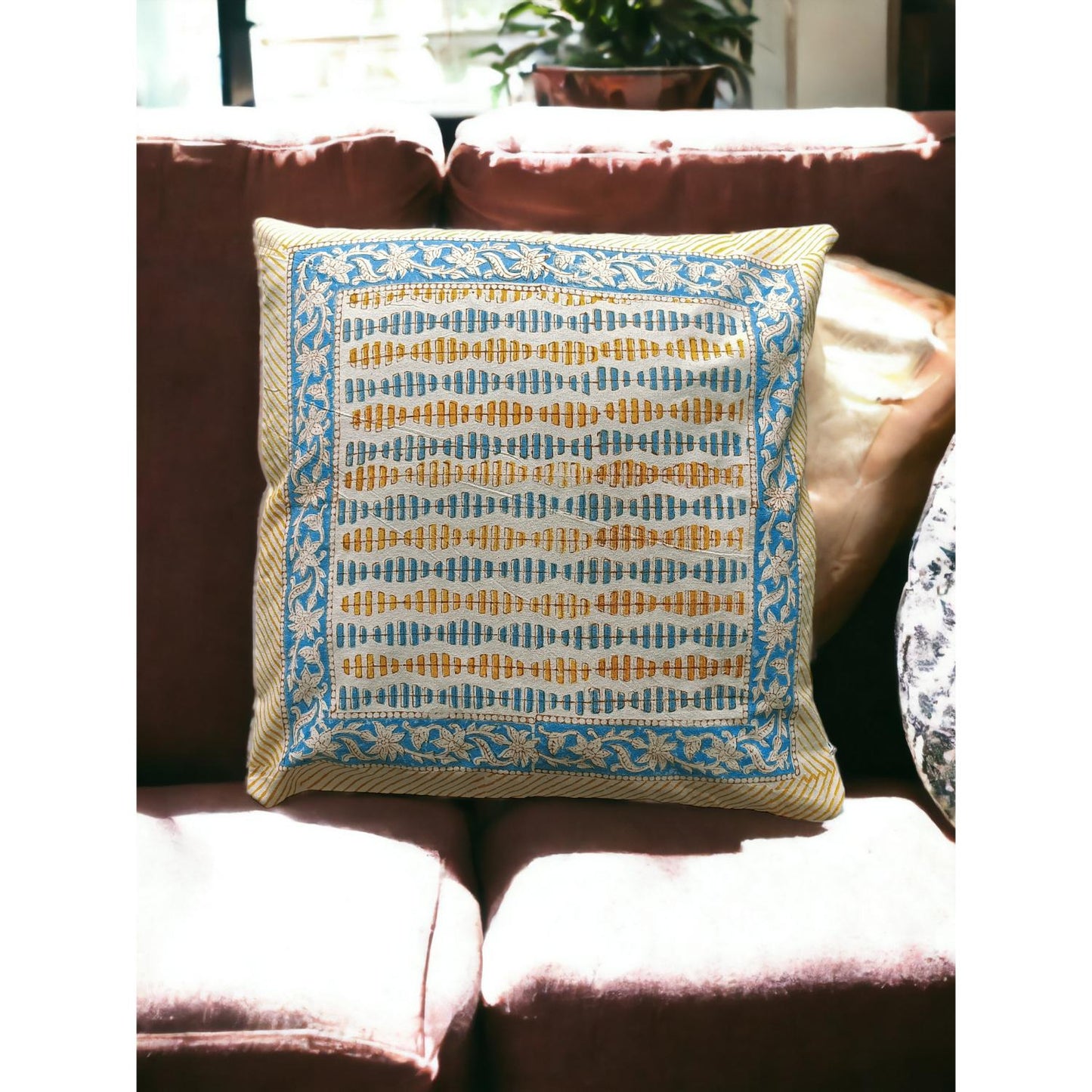 Cotton Cushion Cover Traditional Hand Block Printed Suitable for Bed Room,Living Room,Sofa Car Couch 16x16