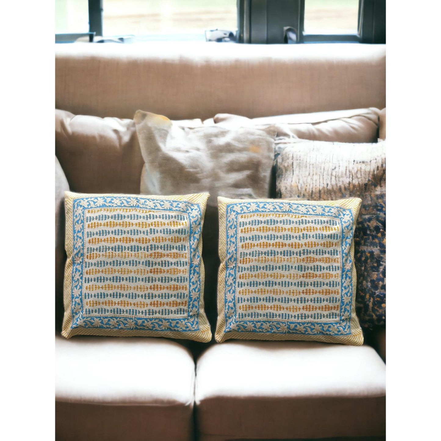 Cotton Cushion Cover Traditional Hand Block Printed Suitable for Bed Room,Living Room,Sofa Car Couch 16x16