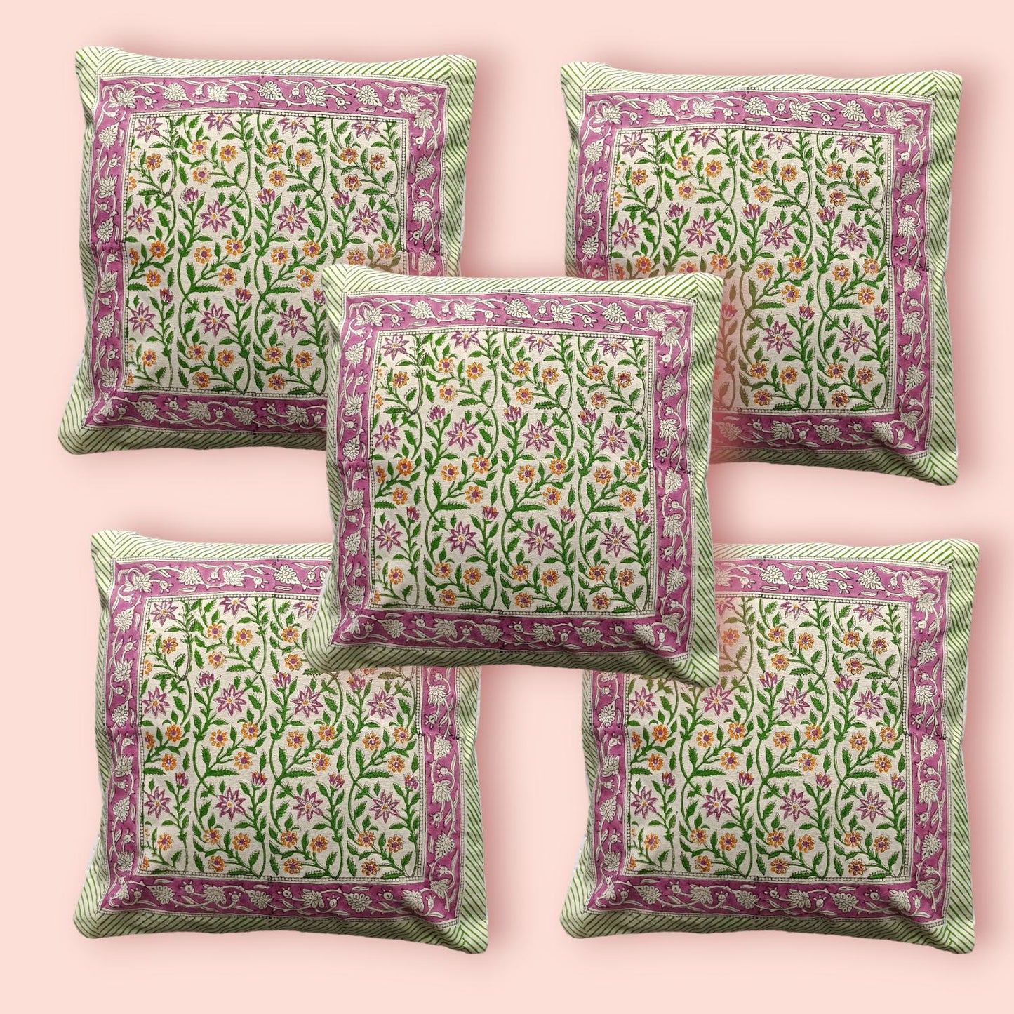 Cotton Cushion Cover Traditional Hand Block Printed Suitable for Bed Room,Living Room,Sofa Car Couch 16x16