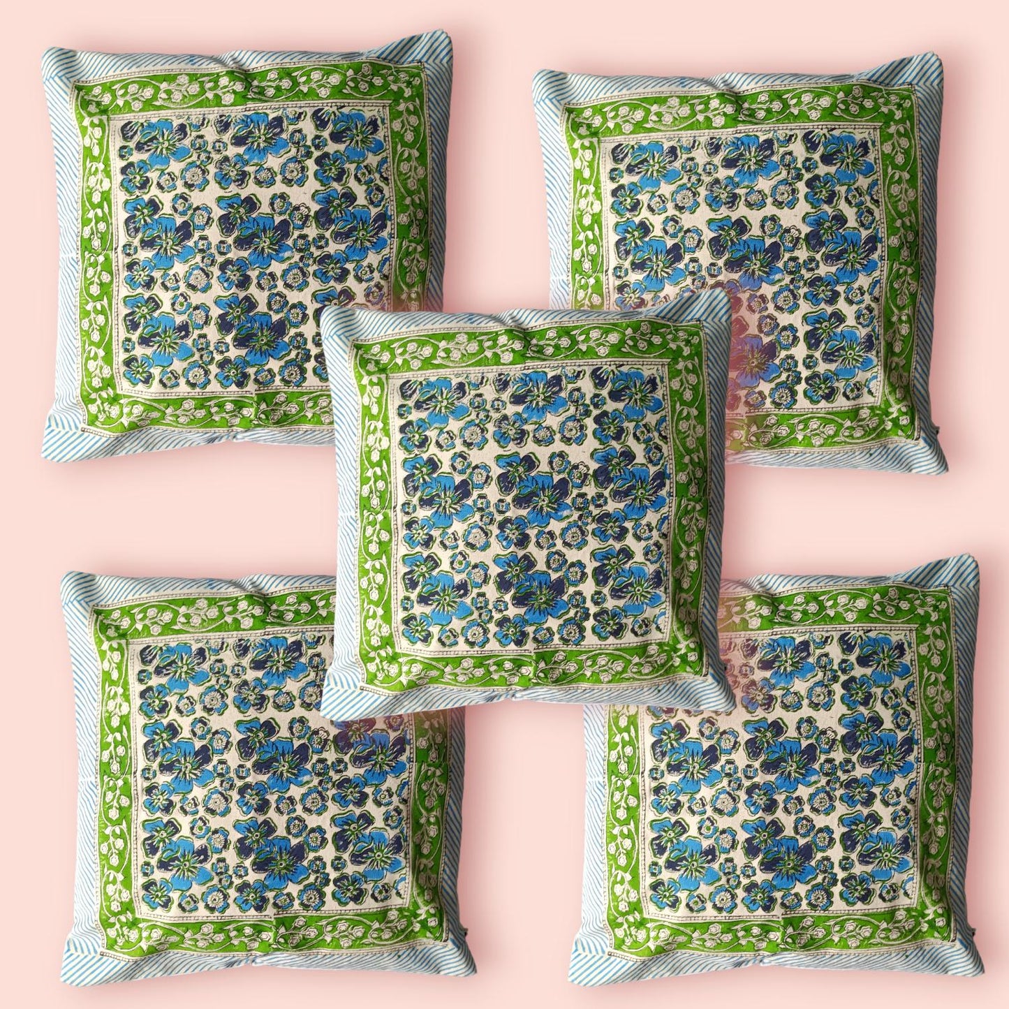 Cotton Cushion Cover Traditional Hand Block Printed Suitable for Bed Room,Living Room,Sofa Car Couch 16x16