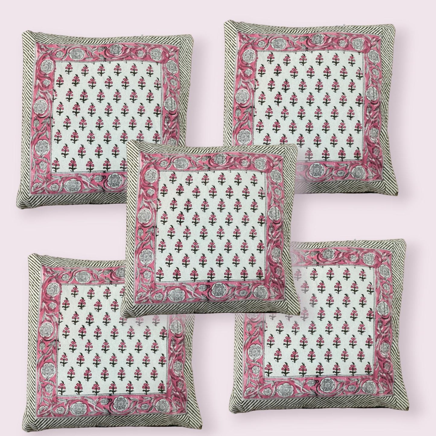 Cotton Cushion Cover Traditional Hand Block Printed Suitable for Bed Room,Living Room,Sofa Car Couch 16x16