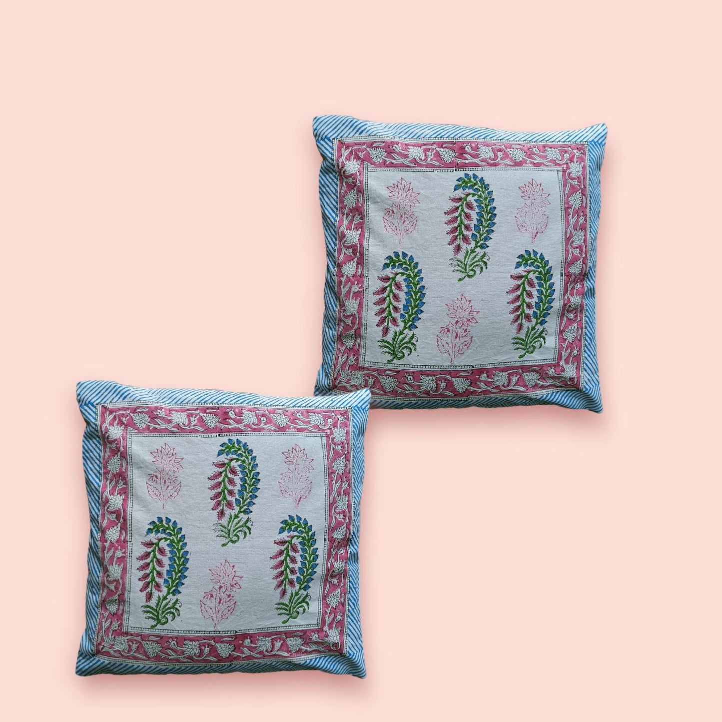 Cotton Cushion Cover Traditional Hand Block Printed Suitable for Bed Room,Living Room,Sofa Car Couch 16x16