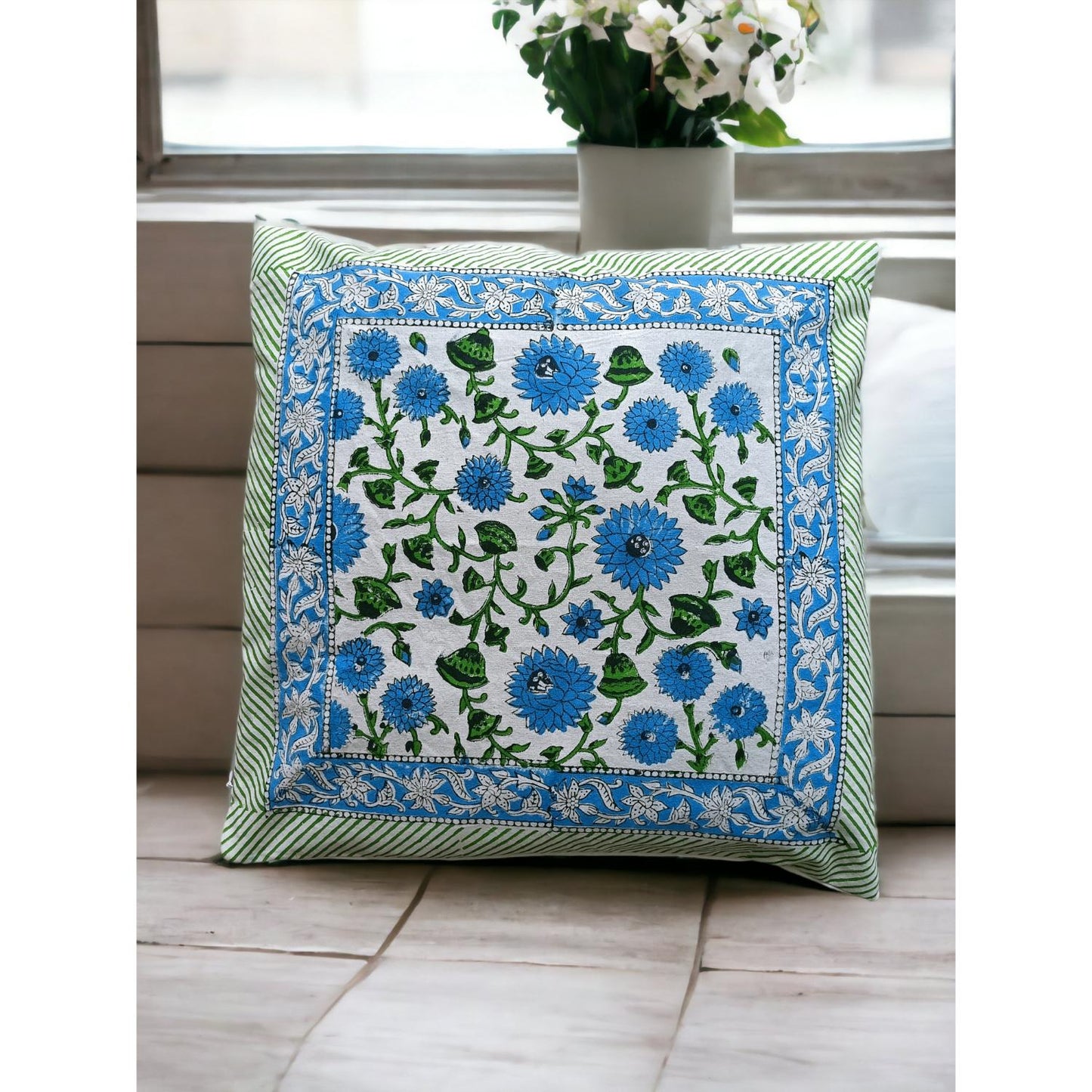 Cotton Cushion Cover Traditional Hand Block Printed Suitable for Bed Room,Living Room,Sofa Car Couch 16x16