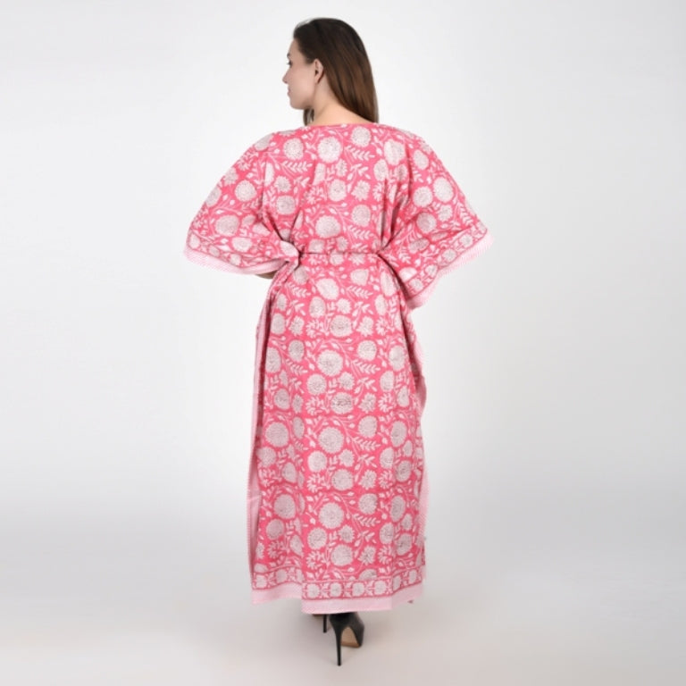 Hand Block Print Cotton Caftans For Women Free Size Vintage traditonal art Maxi gown sleepwear Night gown Kaftan dress