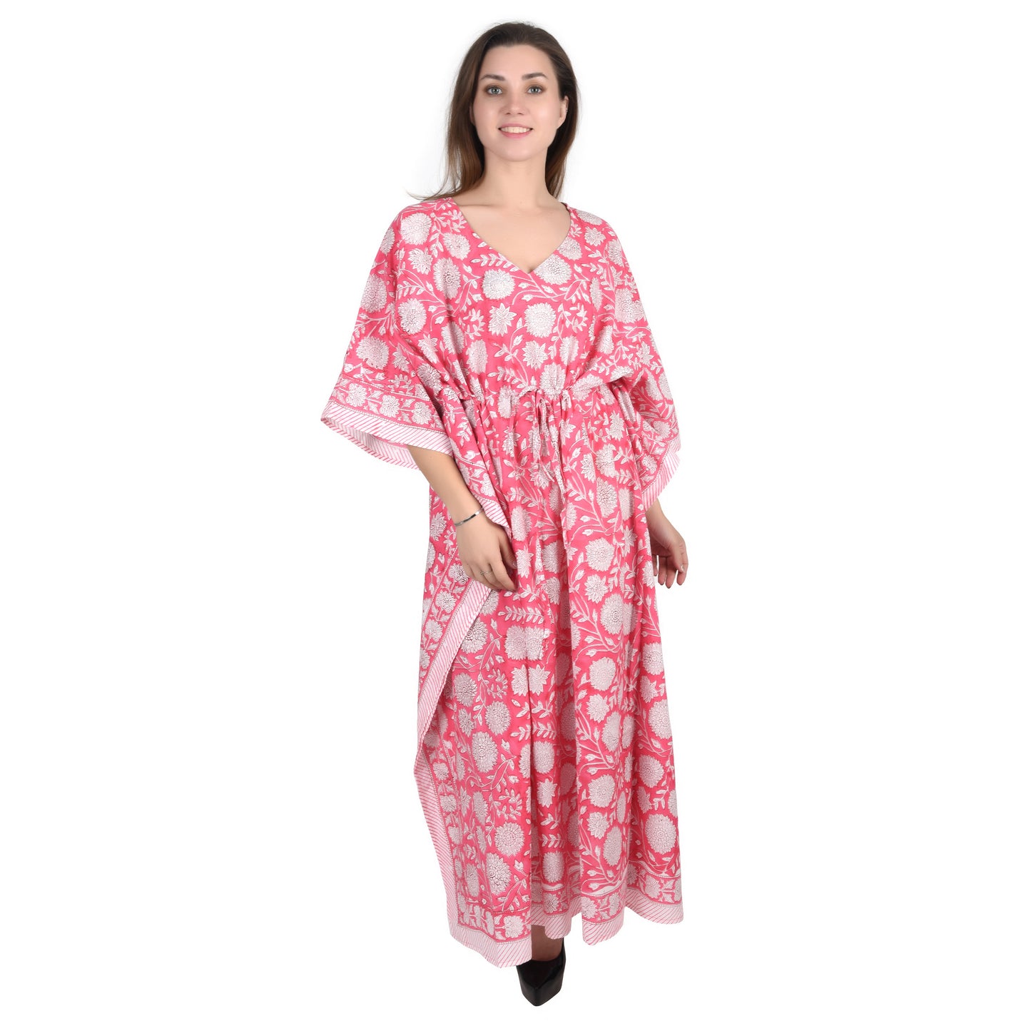 Hand Block Print Cotton Caftans For Women Free Size Vintage traditonal art Maxi gown sleepwear Night gown Kaftan dress
