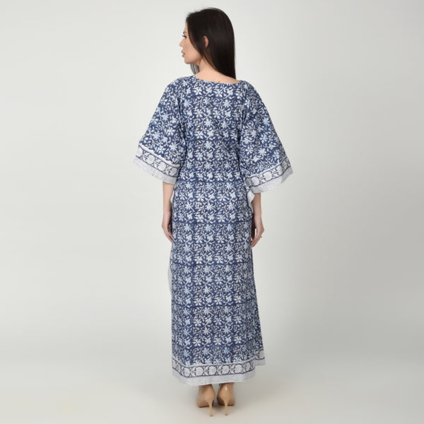 Hand Block Print Cotton Caftans For Women Free Size Vintage traditonal art Maxi gown sleepwear Night gown Kaftan dress