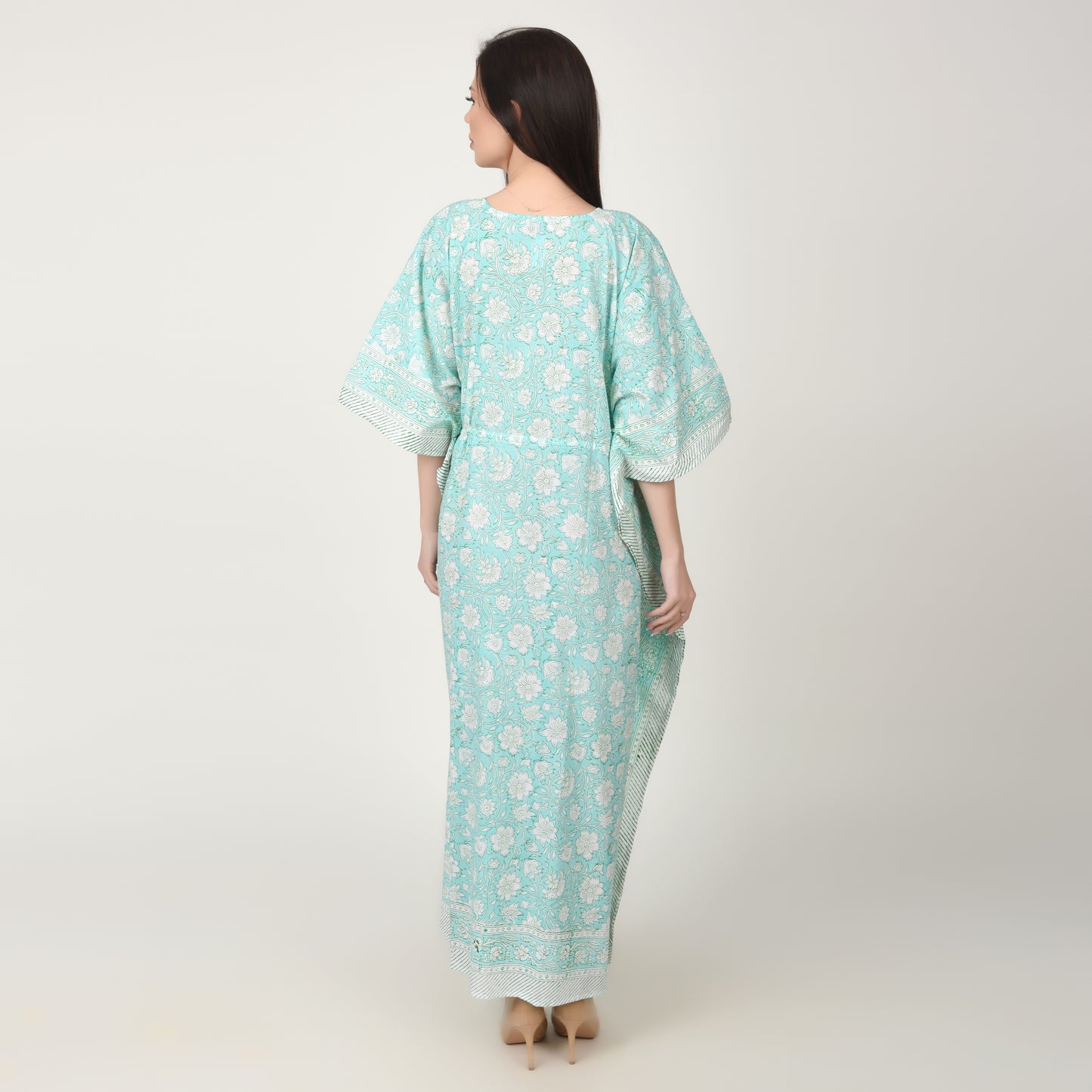 Hand Block Print Cotton Caftans For Women Free Size Vintage traditonal art Maxi gown sleepwear Night gown Kaftan dress