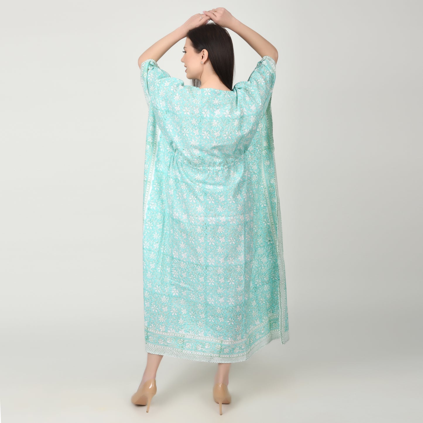 Hand Block Print Cotton Caftans For Women Free Size Vintage traditonal art Maxi gown sleepwear Night gown Kaftan dress
