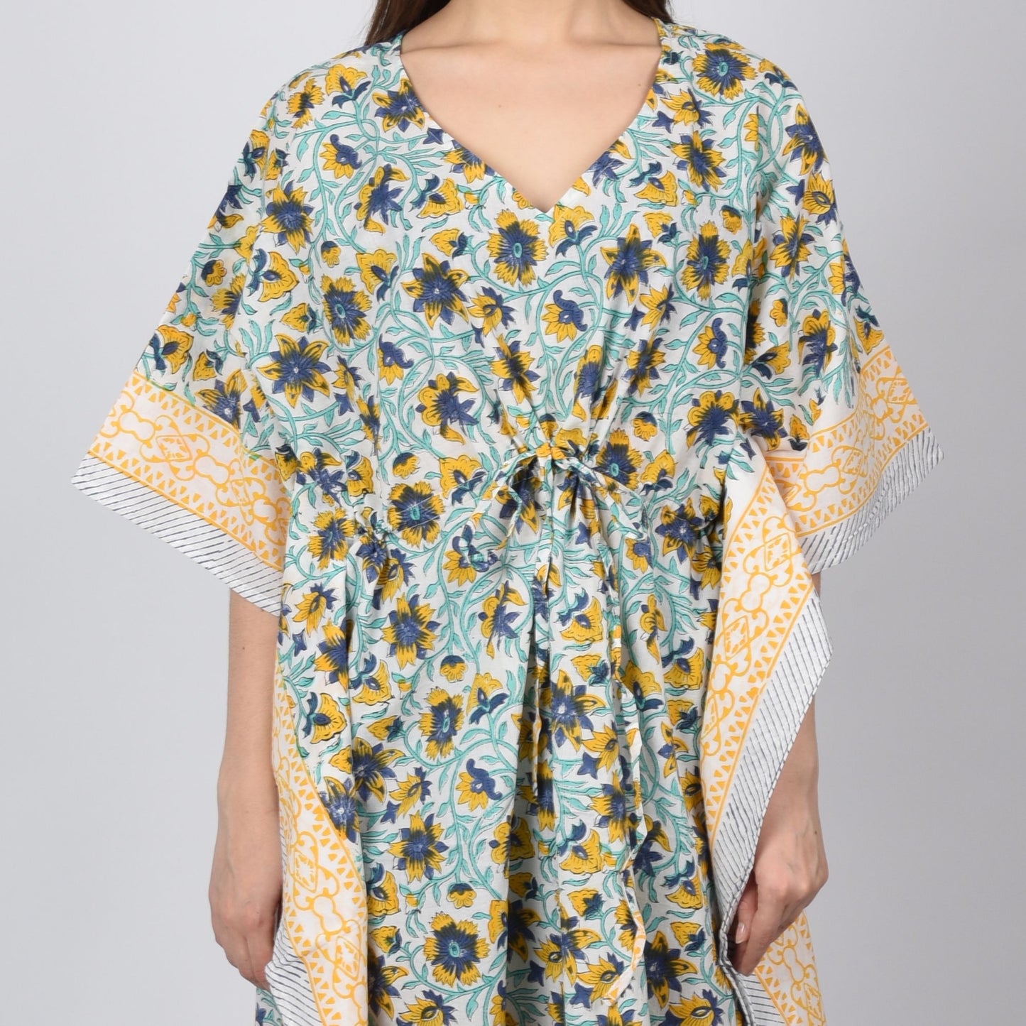 Hand Block Print Cotton Caftans For Women Free Size Vintage traditonal art Maxi gown sleepwear Night gown Kaftan dress
