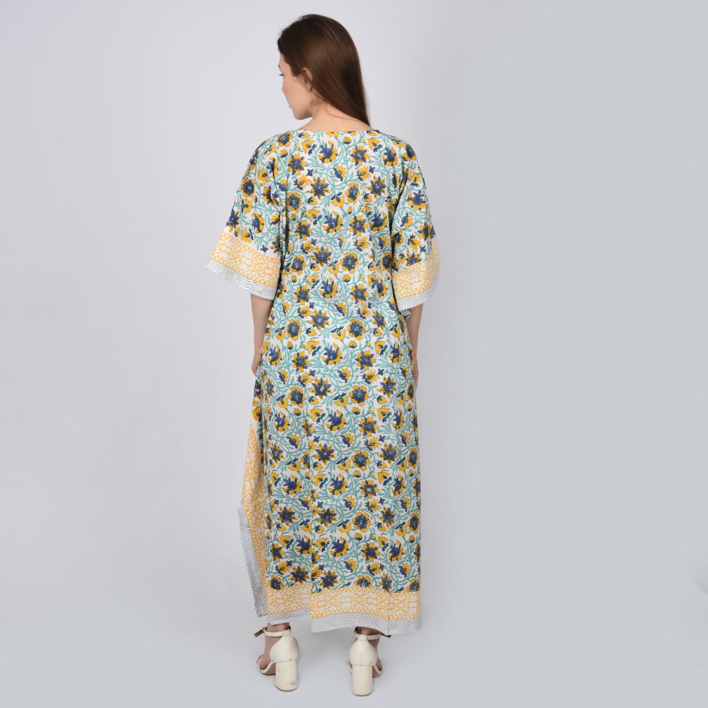Hand Block Print Cotton Caftans For Women Free Size Vintage traditonal art Maxi gown sleepwear Night gown Kaftan dress