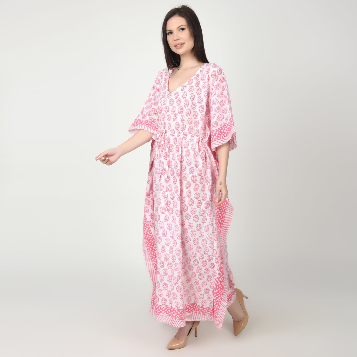 Hand Block Print Cotton Caftans For Women Free Size Vintage traditonal art Maxi gown sleepwear Night gown Kaftan dress