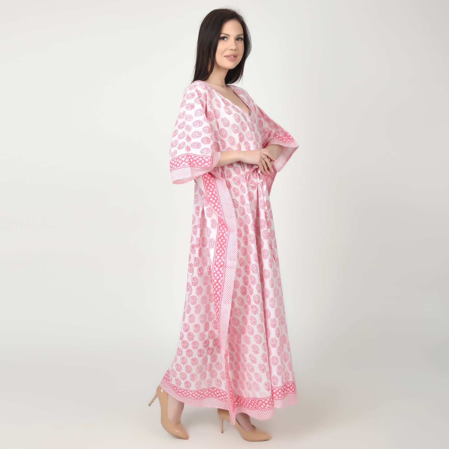 Hand Block Print Cotton Caftans For Women Free Size Vintage traditonal art Maxi gown sleepwear Night gown Kaftan dress