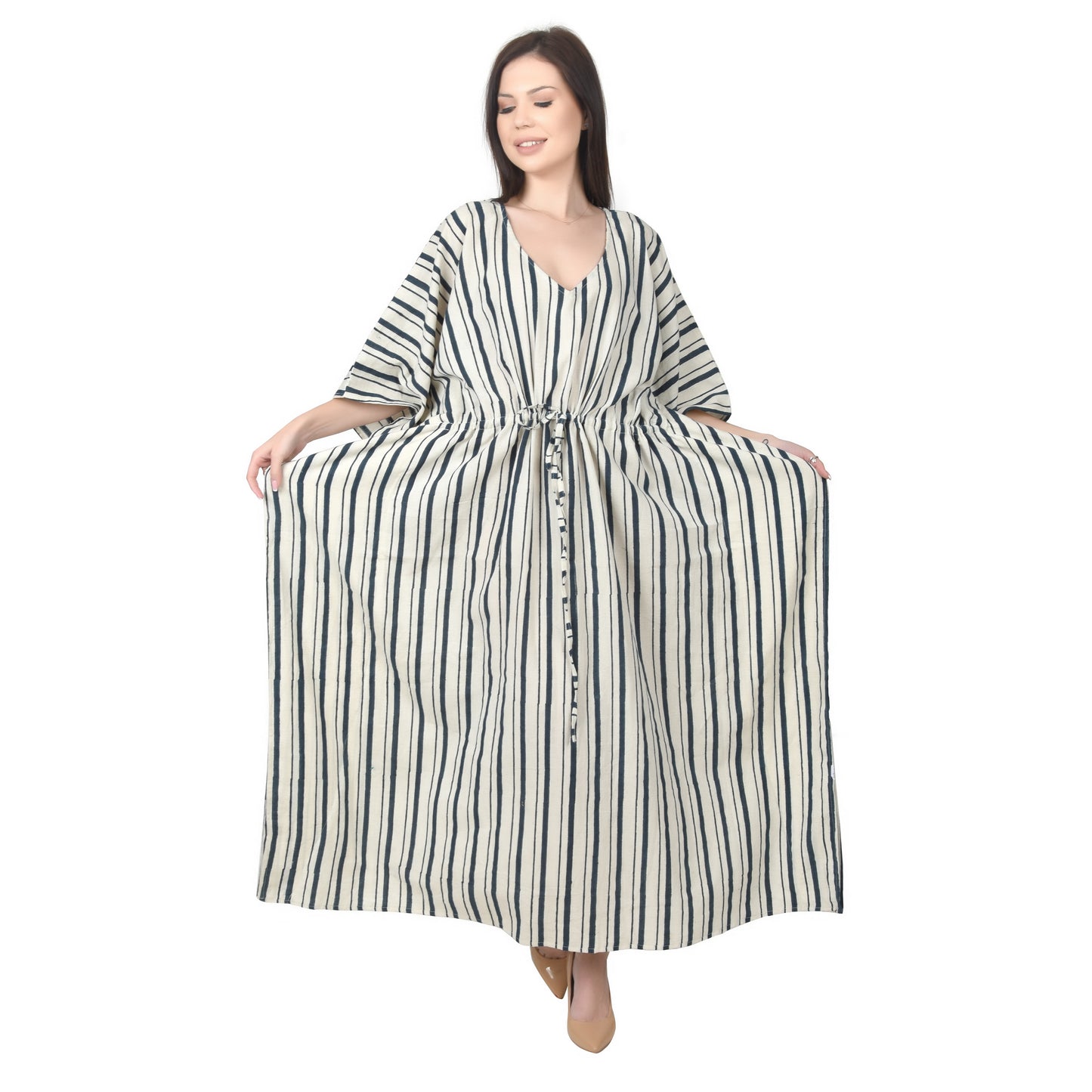 Hand Block Print Cotton Caftans For Women Free Size Vintage traditonal art Maxi gown sleepwear Night gown Kaftan dress