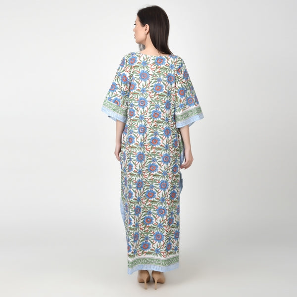 Hand Block Print Cotton Caftans For Women Free Size Vintage traditonal art Maxi gown sleepwear Night gown Kaftan dress