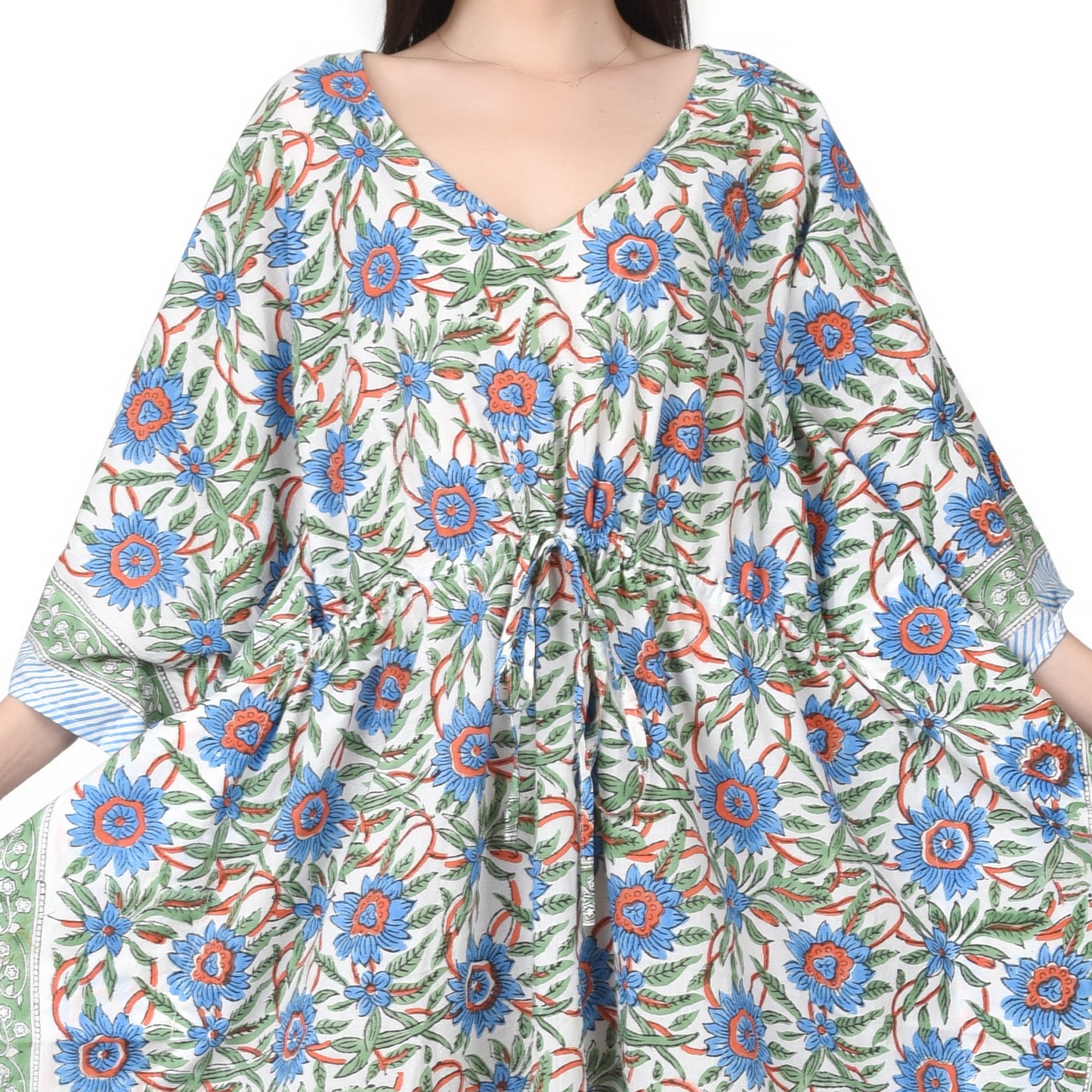 Hand Block Print Cotton Caftans For Women Free Size Vintage traditonal art Maxi gown sleepwear Night gown Kaftan dress