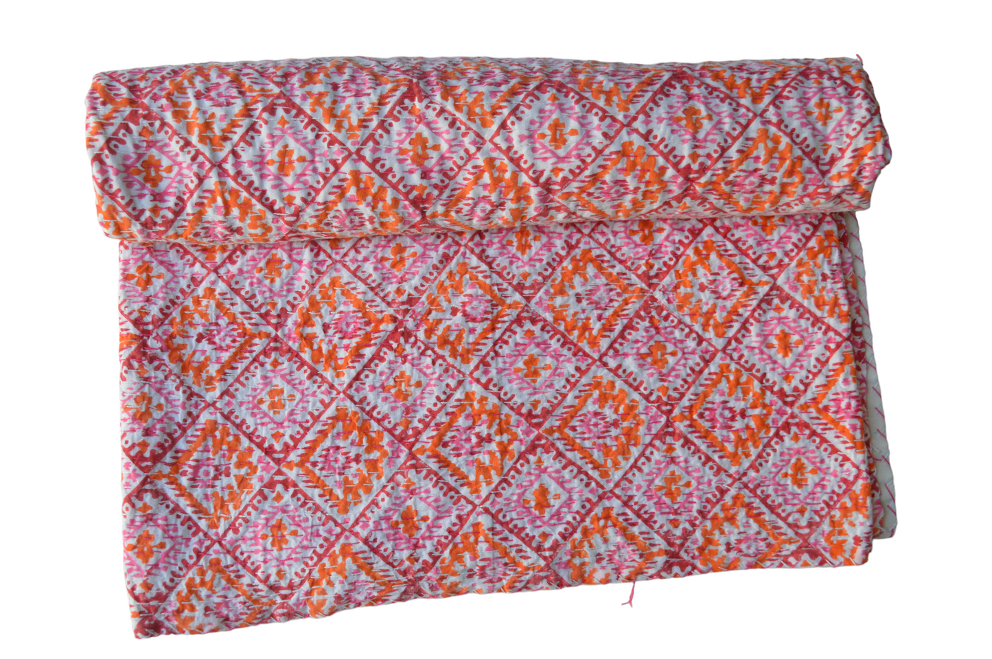 Handmade Cotton Kantha Bedspread Quilt Handmade Throw Blanket Gudari Traditional block Printed