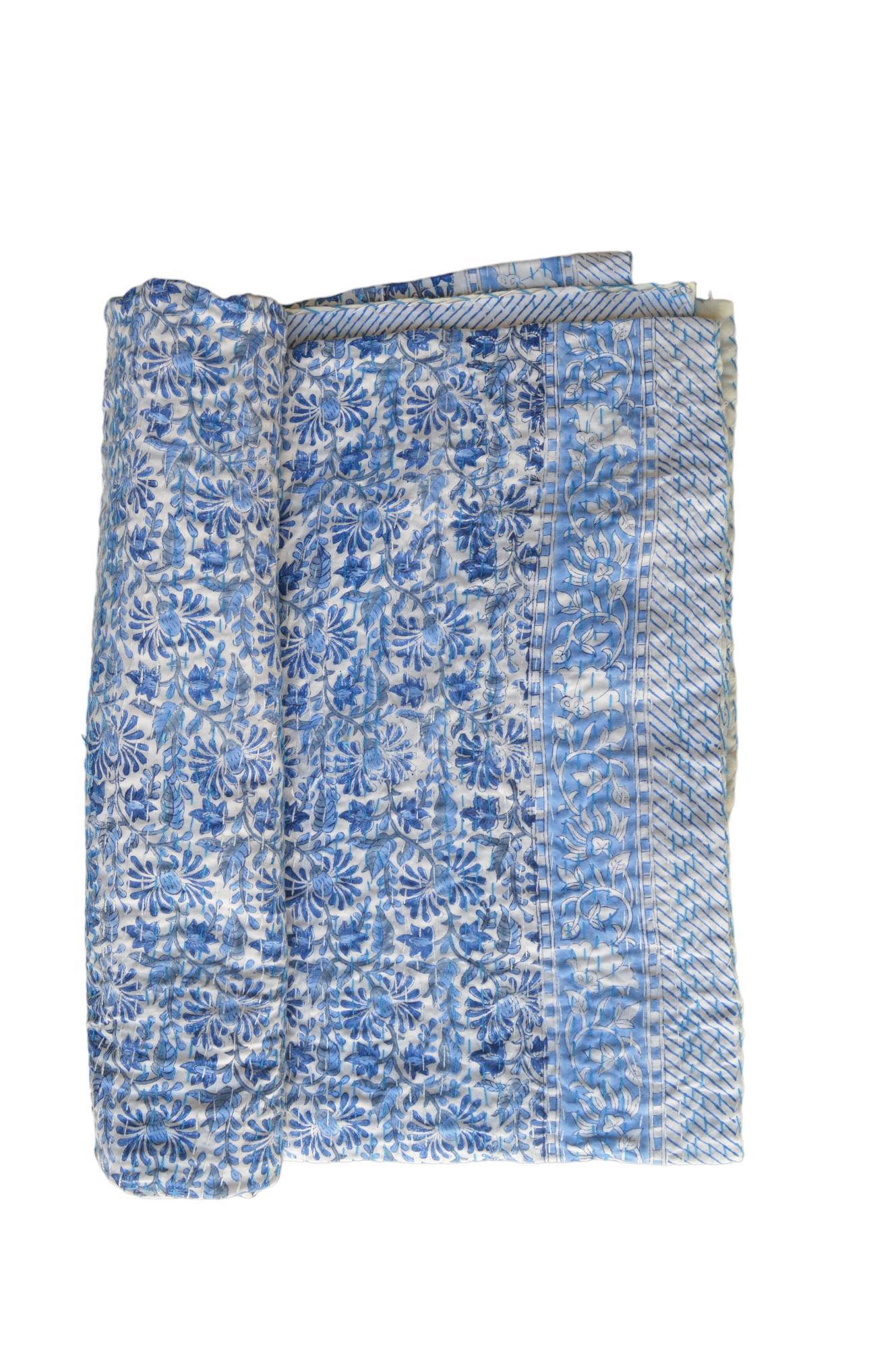 Handmade Cotton Kantha Bedspread Quilt Handmade Throw Blanket Gudari Traditional block Printed