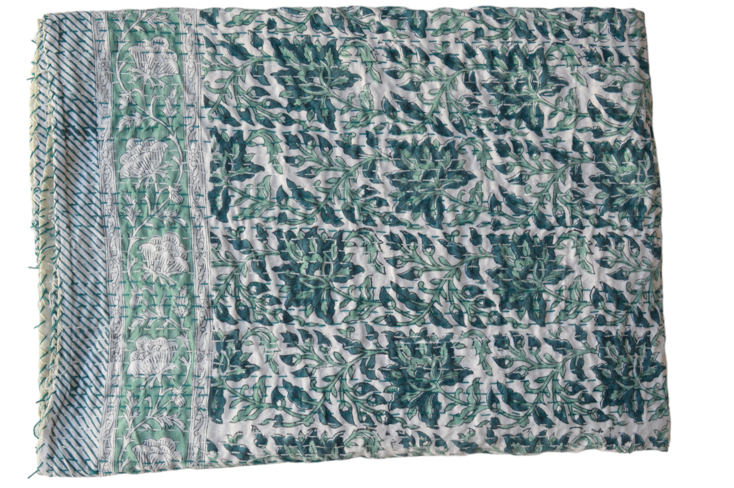 Handmade Cotton Kantha Bedspread Quilt Handmade Throw Blanket Gudari Traditional block Printed