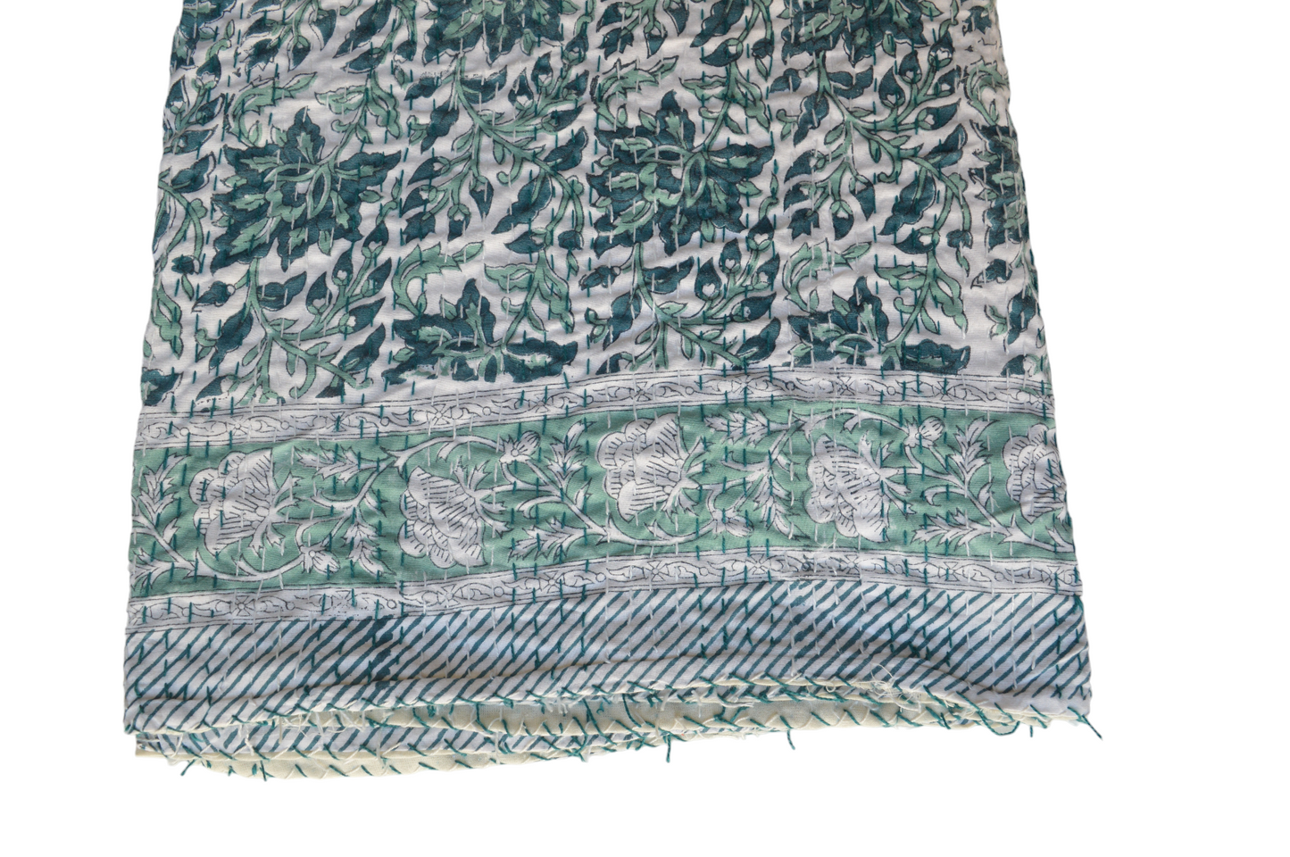 Handmade Cotton Kantha Bedspread Quilt Handmade Throw Blanket Gudari Traditional block Printed