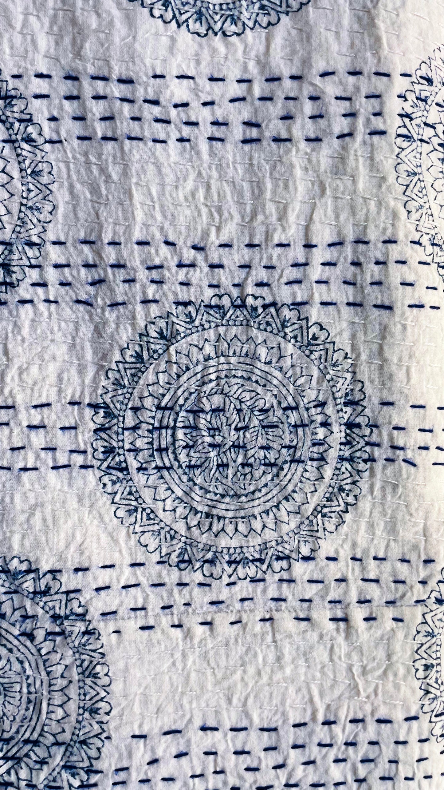 Handmade Cotton Kantha Bedspread Quilt Handmade Throw Blanket Gudari Traditional block Printed