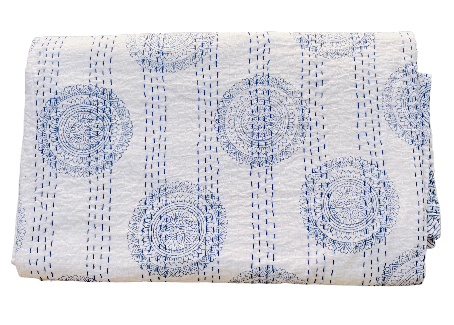 Handmade Cotton Kantha Bedspread Quilt Handmade Throw Blanket Gudari Traditional block Printed
