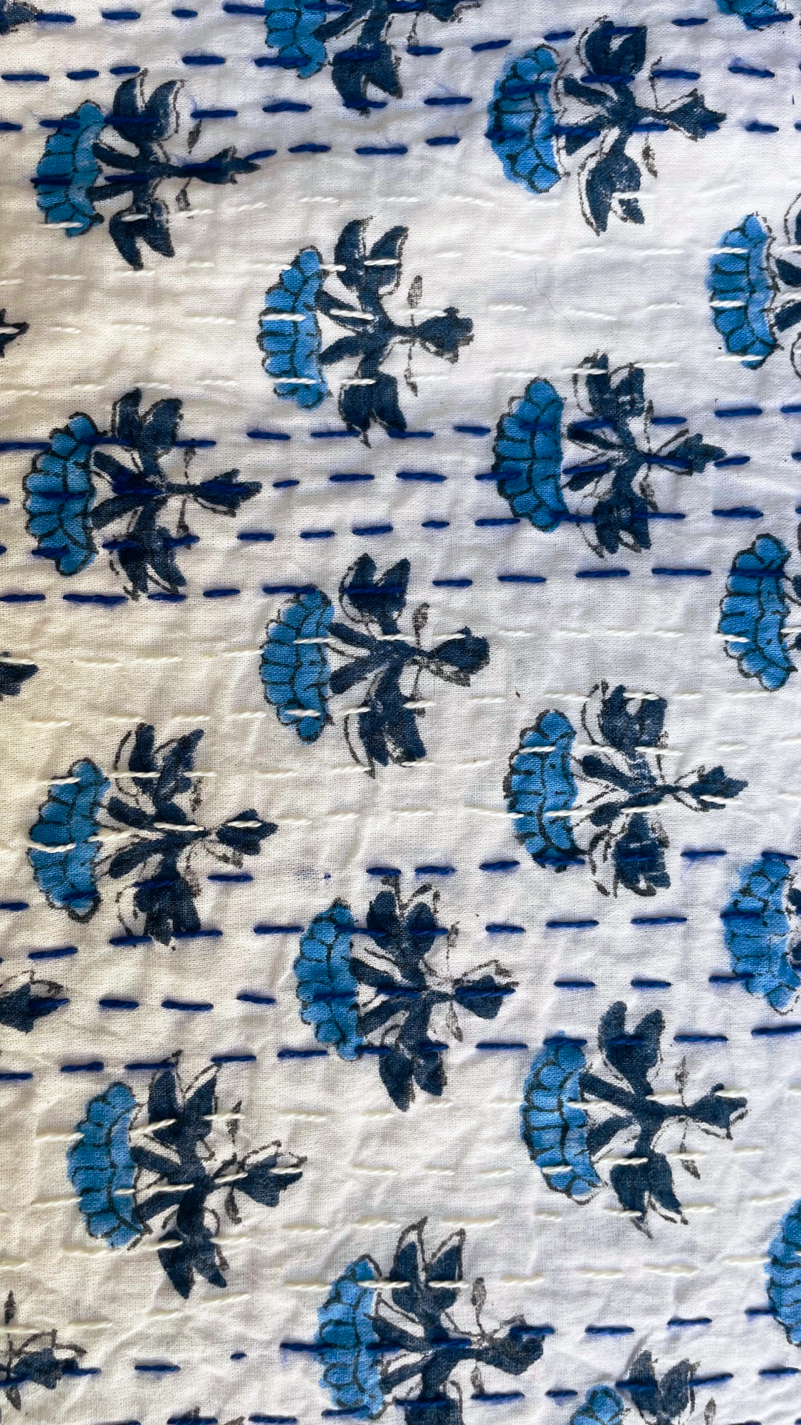 Handmade Cotton Kantha Bedspread Quilt Handmade Throw Blanket Gudari Traditional block Printed