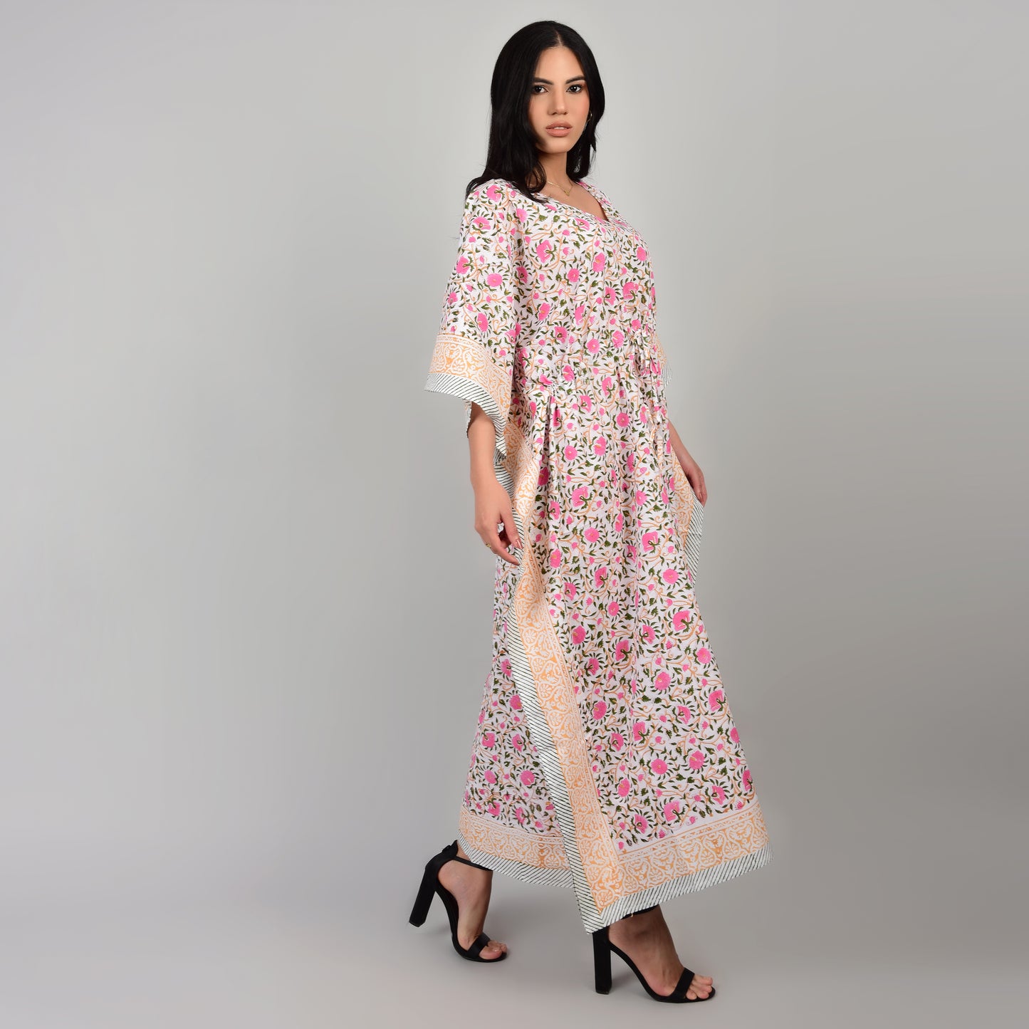 Hand Block Print Cotton Caftans For Women Free Size Vintage traditonal art Maxi gown sleepwear Night gown Kaftan dress