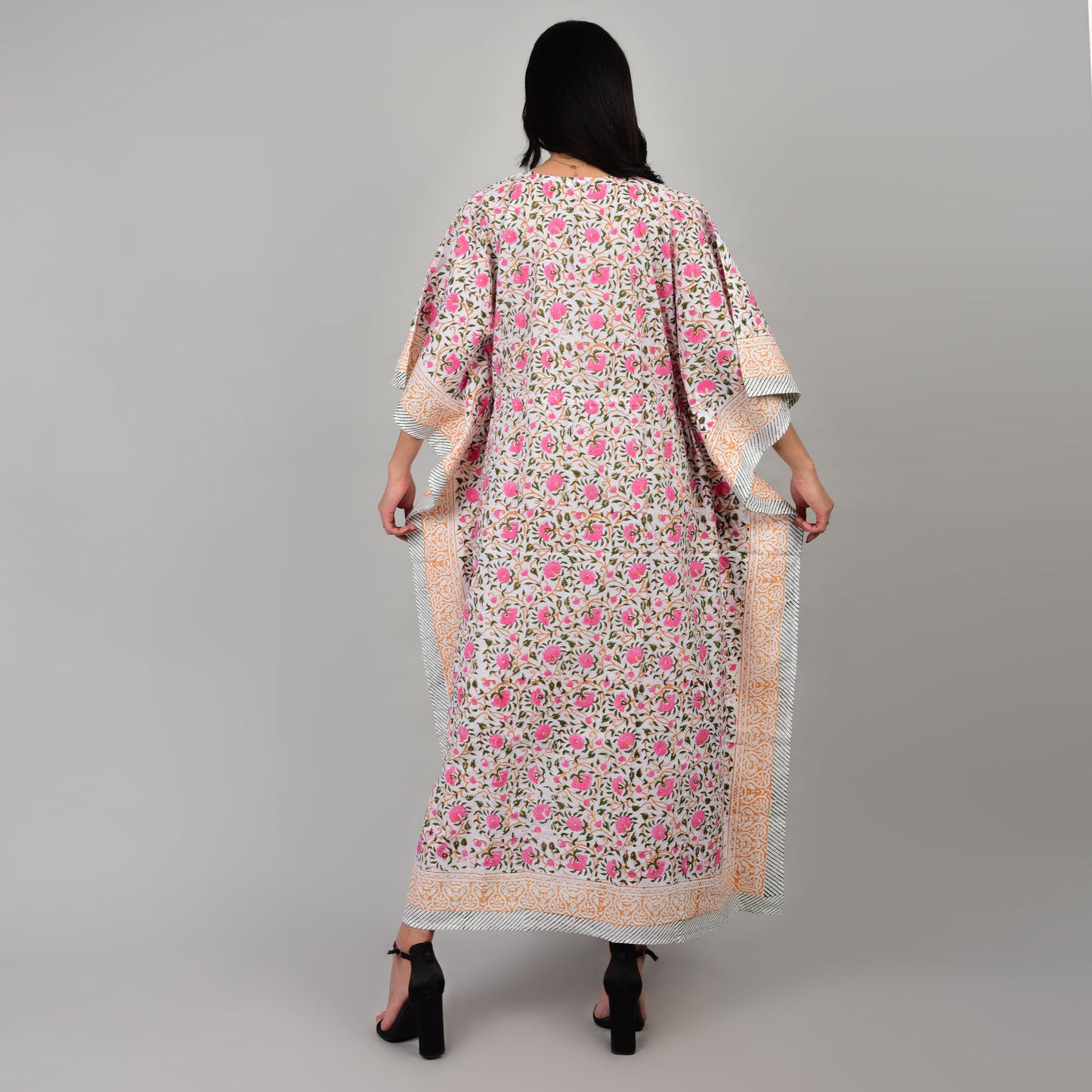 Hand Block Print Cotton Caftans For Women Free Size Vintage traditonal art Maxi gown sleepwear Night gown Kaftan dress