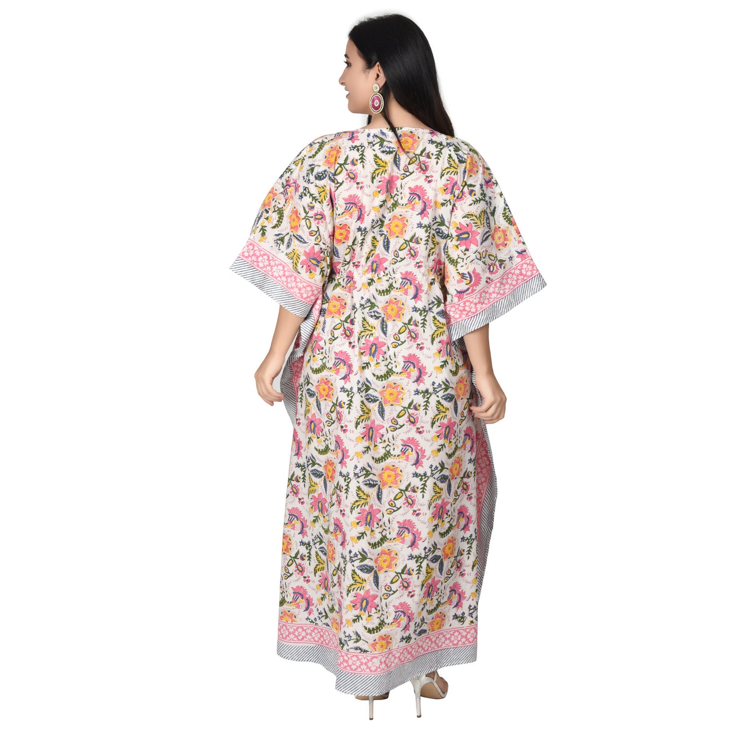 Hand Block Print Cotton Caftans For Women Free Size