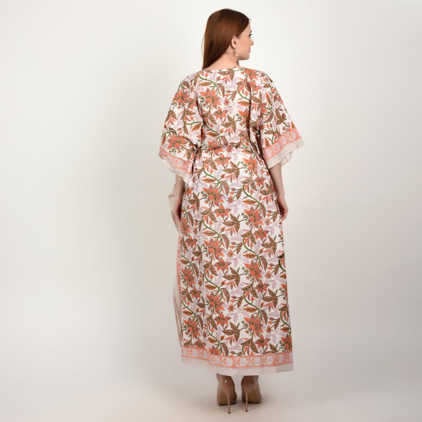 Hand Block Print Cotton Caftans For Women Free Size Vintage traditonal art Maxi gown sleepwear Night gown Kaftan dress