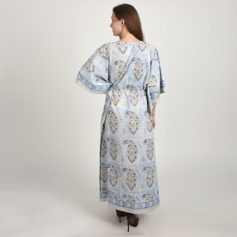 Hand Block Print Cotton Caftans For Women Free Size Vintage traditonal art Maxi gown sleepwear Night gown Kaftan dress