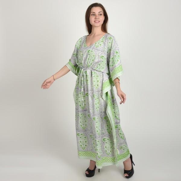 Hand Block Print Cotton Caftans For Women Free Size Vintage traditonal art Maxi gown sleepwear Night gown Kaftan dress