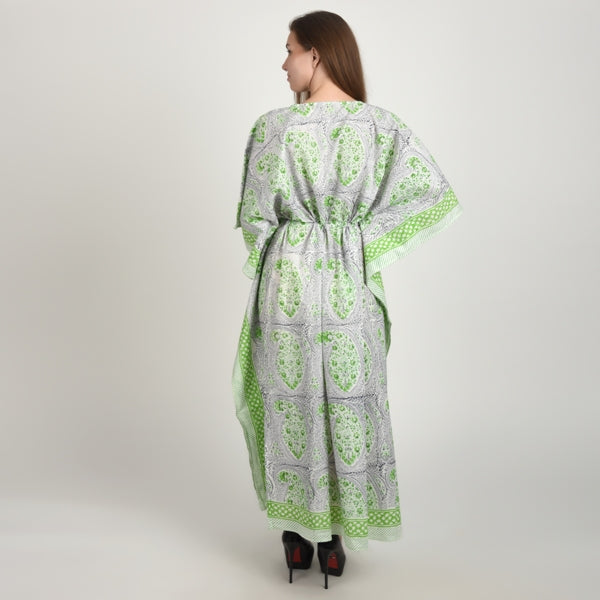 Hand Block Print Cotton Caftans For Women Free Size Vintage traditonal art Maxi gown sleepwear Night gown Kaftan dress