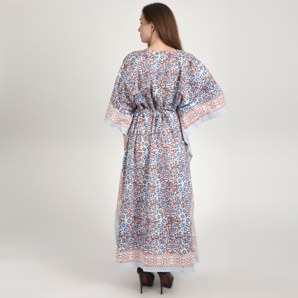 Hand Block Print Cotton Caftans For Women Free Size Vintage traditonal art Maxi gown sleepwear Night gown Kaftan dress