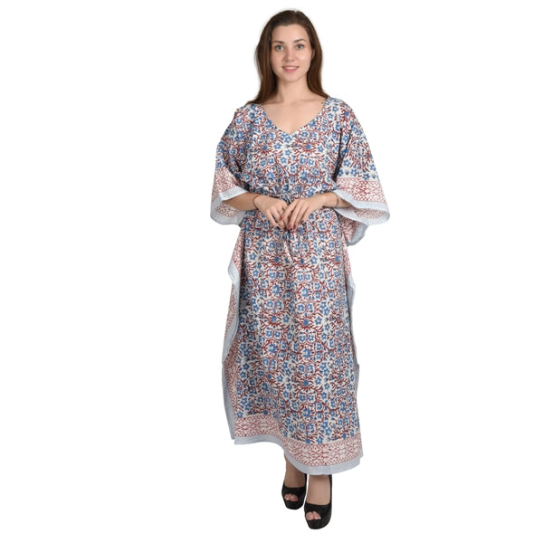 Hand Block Print Cotton Caftans For Women Free Size Vintage traditonal art Maxi gown sleepwear Night gown Kaftan dress