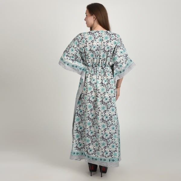 Hand Block Print Cotton Caftans For Women Free Size Vintage traditonal art Maxi gown sleepwear Night gown Kaftan dress