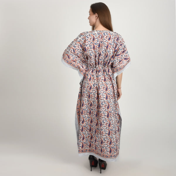 Hand Block Print Cotton Caftans For Women Free Size Vintage traditonal art Maxi gown sleepwear Night gown Kaftan dress