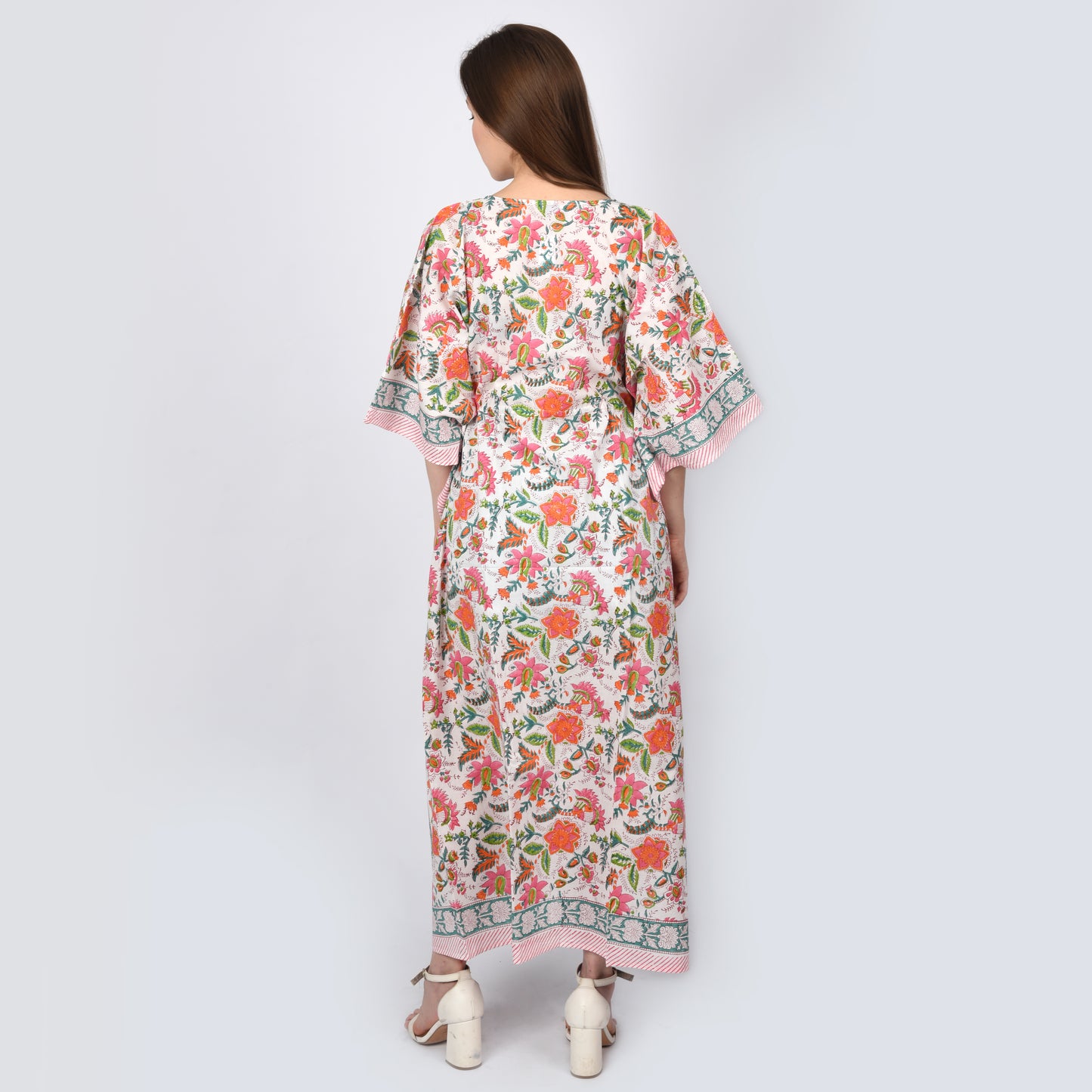 Hand Block Print Cotton Caftans For Women Free Size Vintage traditonal art Maxi gown sleepwear Night gown Kaftan dress