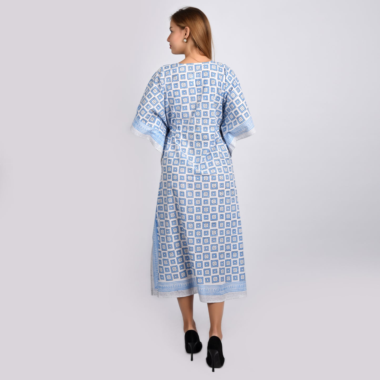 Hand Block Print Cotton Caftans For Women Free Size Vintage traditonal art Maxi gown sleepwear Night gown Kaftan dress