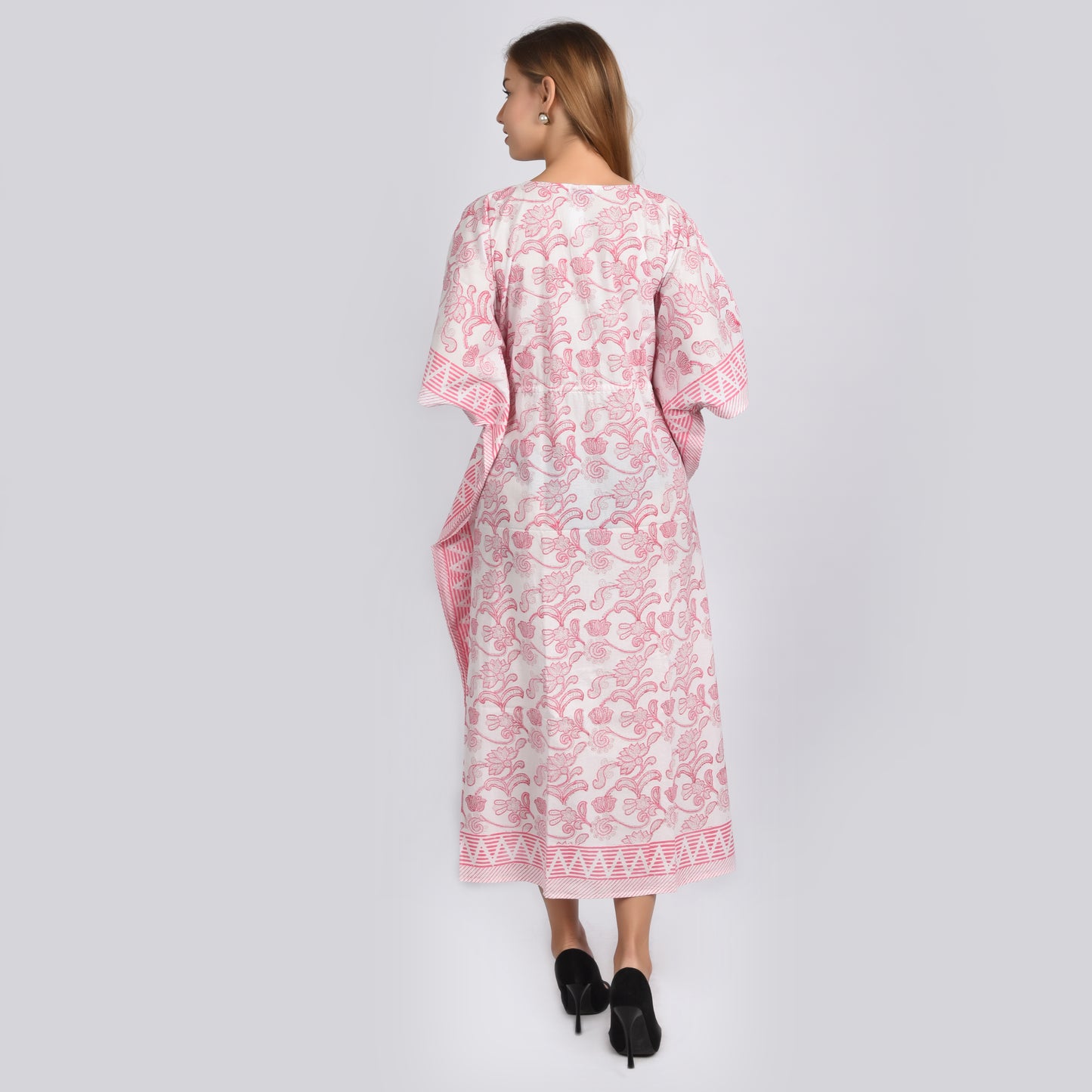 Hand Block Print Cotton Caftans For Women Free Size Vintage traditonal art Maxi gown sleepwear Night gown Kaftan dress