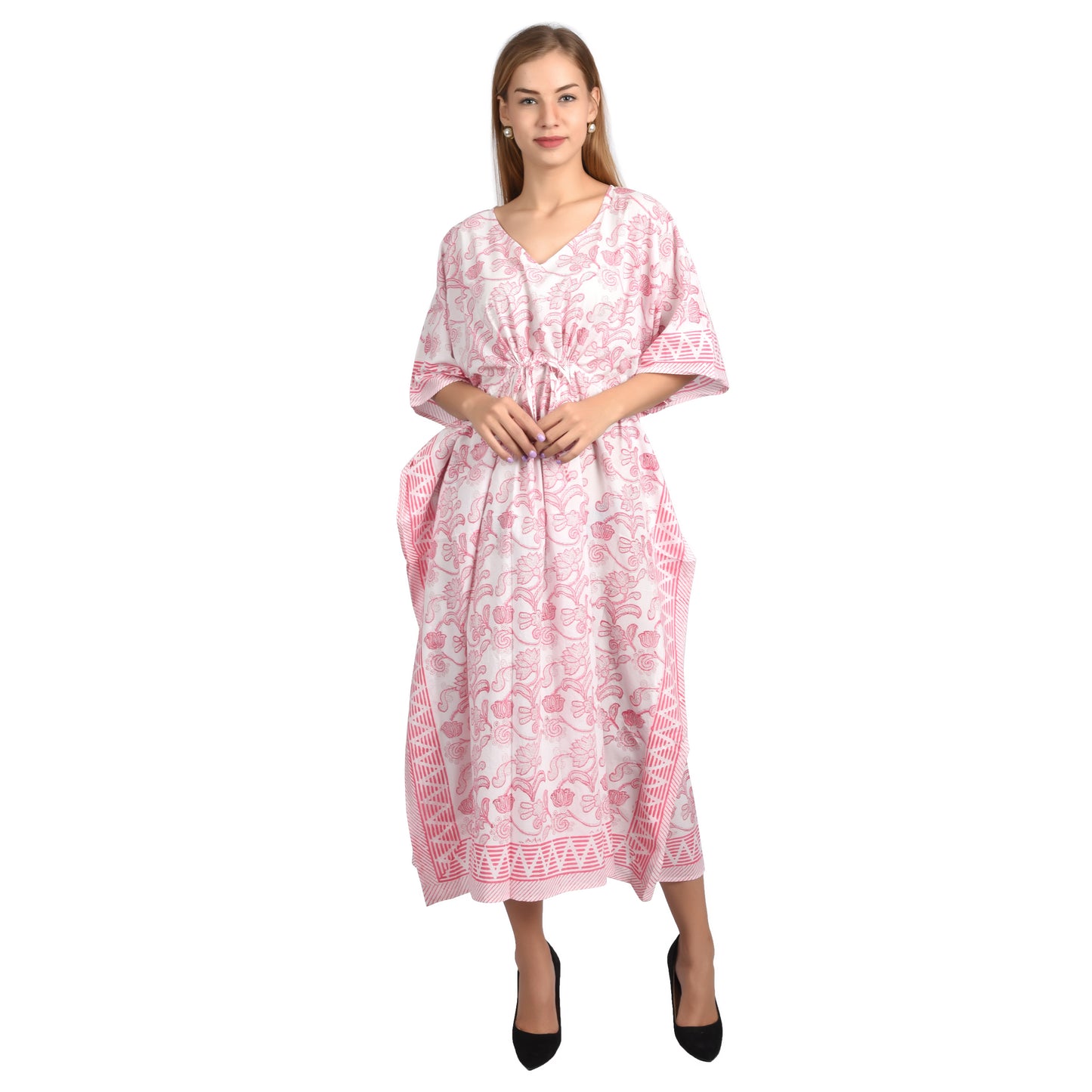 Hand Block Print Cotton Caftans For Women Free Size Vintage traditonal art Maxi gown sleepwear Night gown Kaftan dress