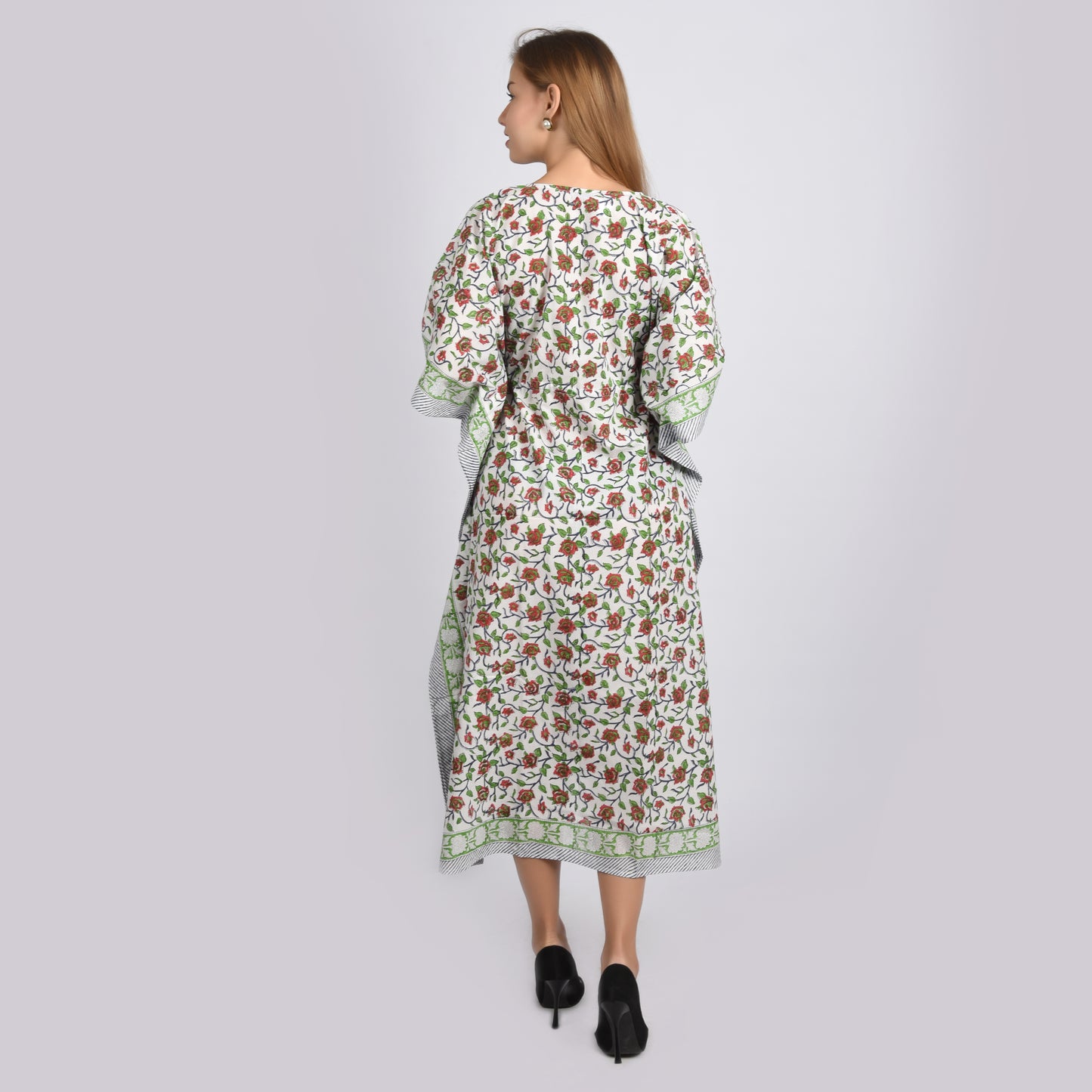 Hand Block Print Cotton Caftans For Women Free Size Vintage traditonal art Maxi gown sleepwear Night gown Kaftan dress