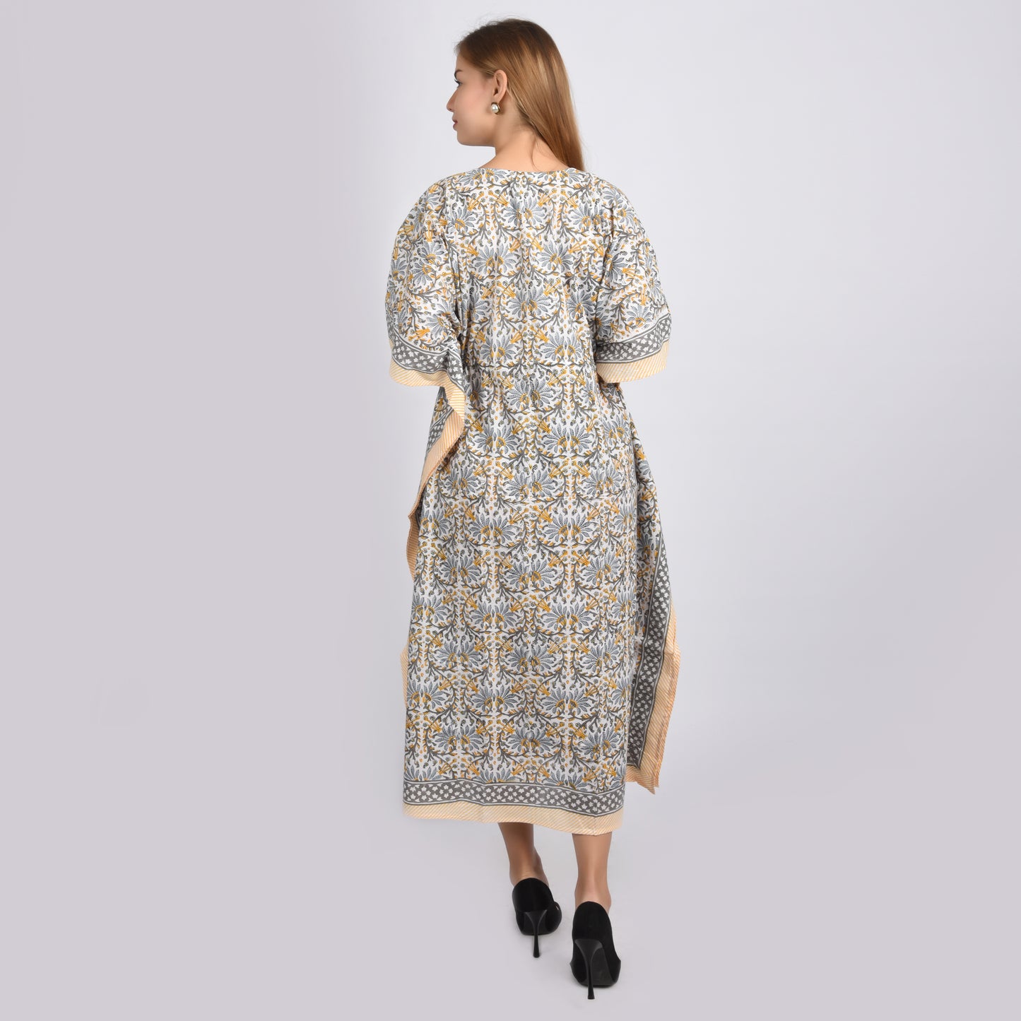 Hand Block Print Cotton Caftans For Women Free Size Vintage traditonal art Maxi gown sleepwear Night gown Kaftan dress