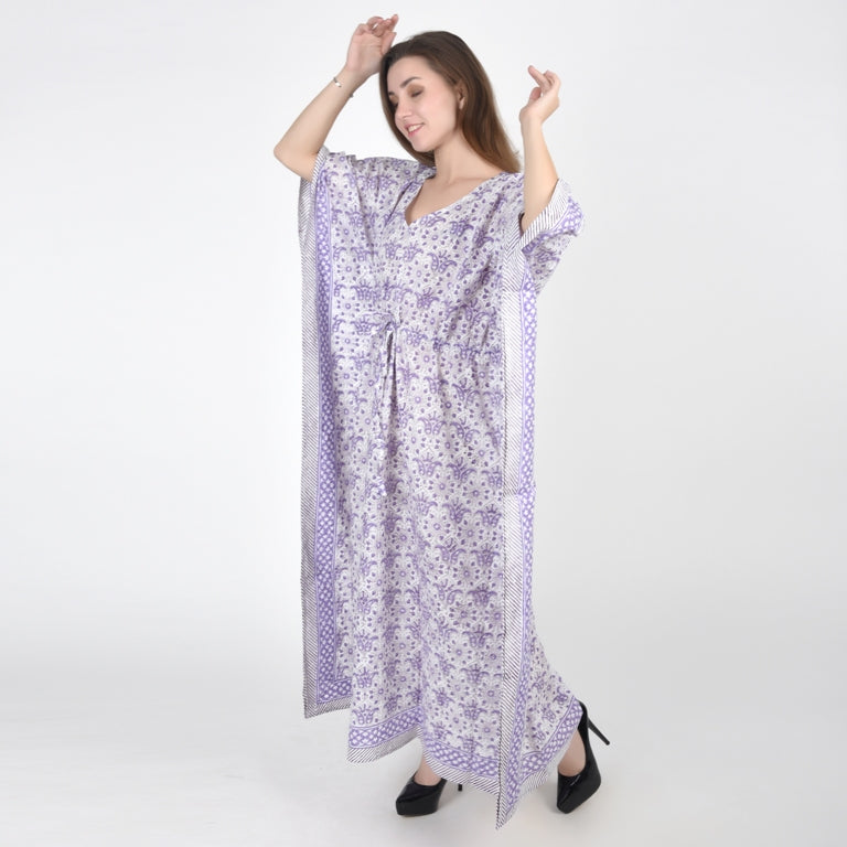 Hand Block Print Cotton Caftans For Women Free Size Vintage traditonal art Maxi gown sleepwear Night gown Kaftan dress