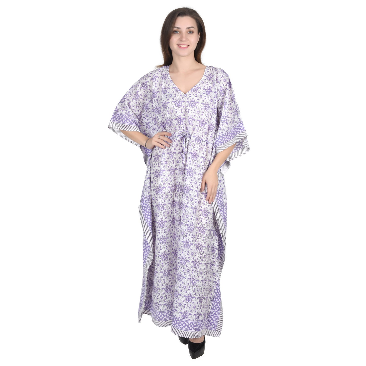 Hand Block Print Cotton Caftans For Women Free Size Vintage traditonal art Maxi gown sleepwear Night gown Kaftan dress